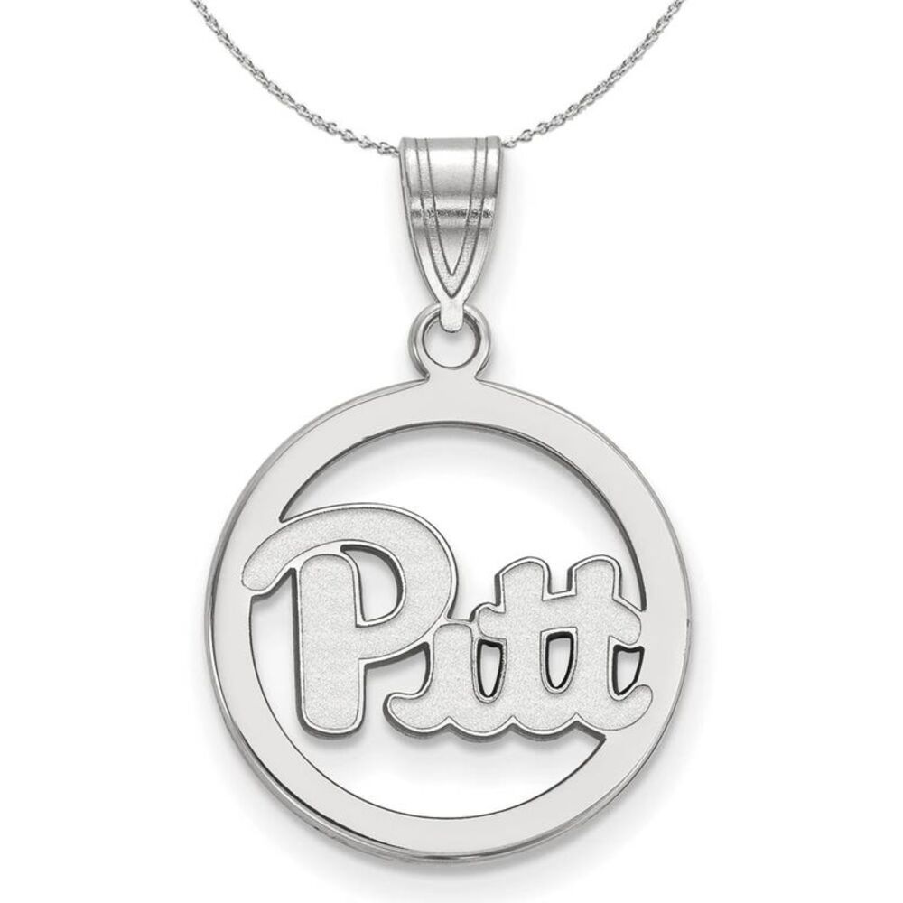 Sterling Silver U. of Pittsburgh Small Circle Necklace - 24 Inch